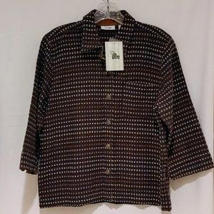 NWT - Vintage  Ms. Lee - Button down  long sleeves shirt  - Black combo.